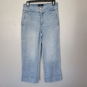 DKNY Jeans Light Wash Denim Wide Leg Cropped Capri